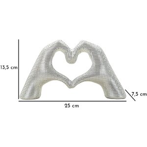 Socha „Lover Silver“ Polyresin strieborná 25x7.5x13.5 cm Srdce