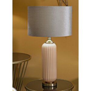 Perlová stolná lampa so skleneným podstavcom, ø35,5x64cm