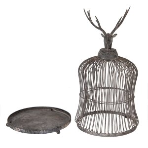 Clayre & Eef Dekoratívna klietka so sobím hlavou – Ø 26x50 cm