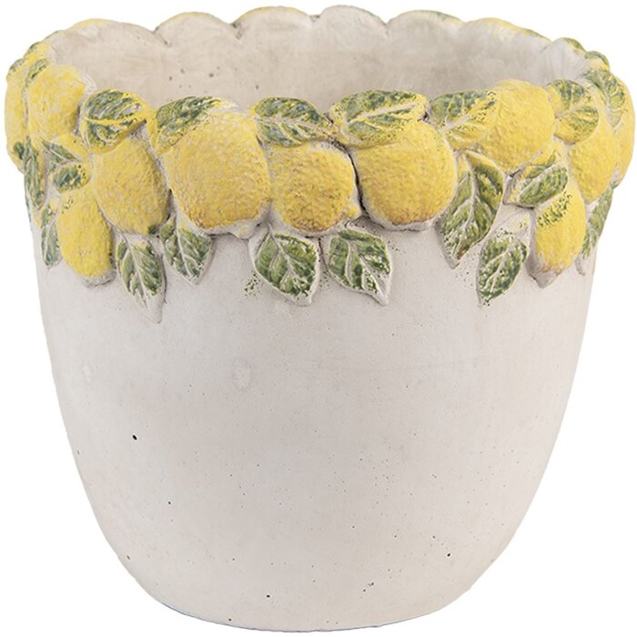 Clayre & Eef kvetináč s reliéfom citrónov Ø16x15 cm
