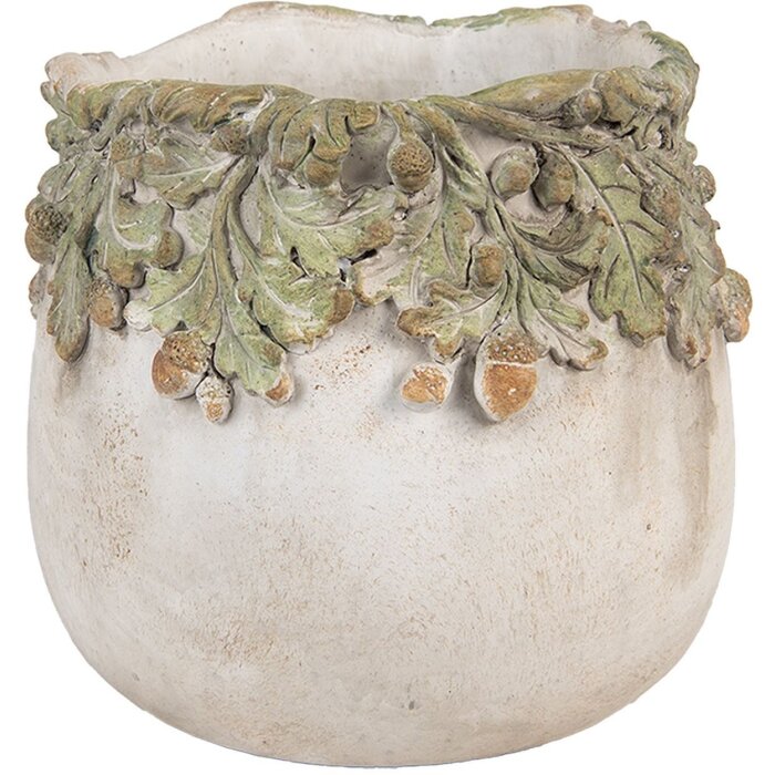 Clayre & Eef Kvetináč Dubové lístie Béžovo-zelený 19x17 cm