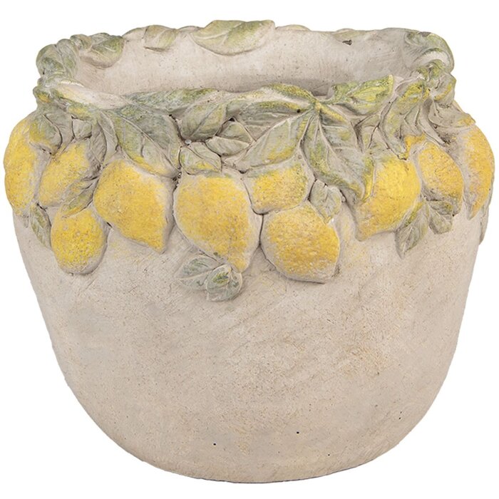 Clayre & Eef Kvetináč s dekorom citrónov Ø 22x19 cm