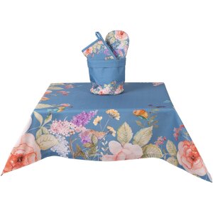 Clayre & Eef FFA01BL obrus 100x100 cm – Modrý kvetinový