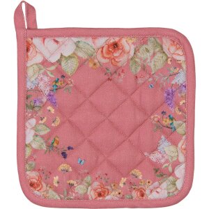 Clayre & Eef FFA45P Chňapka 20x20 cm – Ružová s kvetinovým vzorom