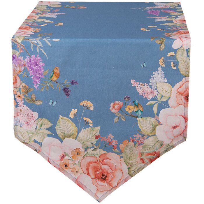 Clayre & Eef prestieradlo 50x160 cm – Modrá s kvetinovým vzorom
