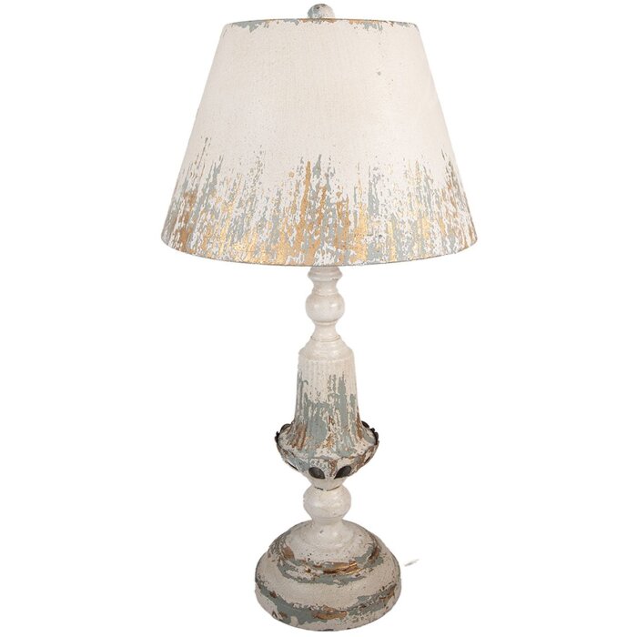 Clayre & Eef stolná lampa Vintage Ø36x70 cm béžovo-sivá zlatá