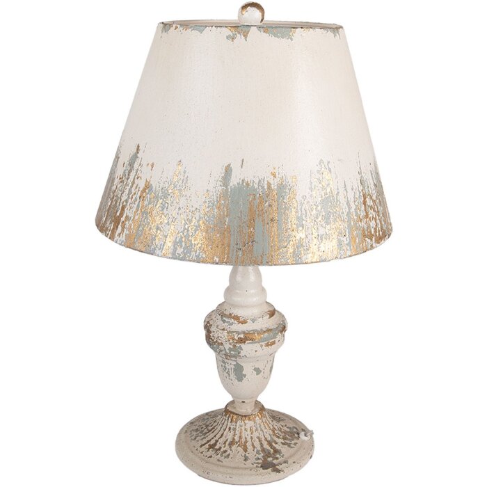 Clayre & Eef stolná lampa Ø36x55cm béžová sivá Vintage