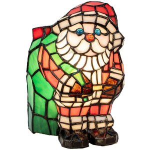 LumiLamp Tiffany stolná lampa Santa Claus 17x11x22 cm