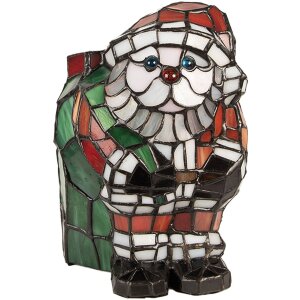 LumiLamp Tiffany stolná lampa Santa Claus 17x11x22 cm