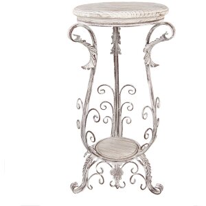 Clayre & Eef rastový stolík 5Y1336 – Shabby Chic železo/drevo 40x40x75 cm