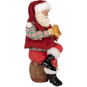 Clayre & Eef Santa Claus s krúžkom na pivo – 24 cm dekoratívna figúrka