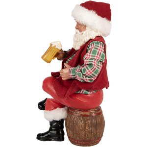 Clayre & Eef Santa Claus s krúžkom na pivo – 24 cm dekoratívna figúrka