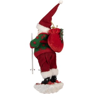 Clayre & Eef Santa Claus na lyžiach – Dekoratívna figúrka 15x13x28 cm