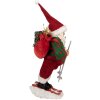 Clayre & Eef Santa Claus na lyžiach – Dekoratívna figúrka 15x13x28 cm