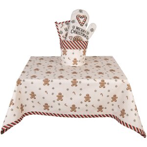 Clayre & Eef CGM01 obrus 100x100 cm béžovo-hnedý