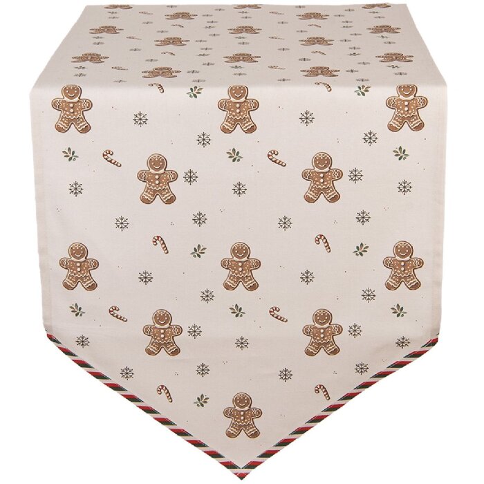 Clayre & Eef CGM65 obrus 50x160 cm béžovo-hnedý