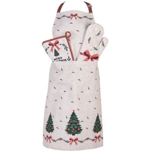 Clayre & Eef TCH45 Chňapka 20x20 cm béžovo-zelená-červená