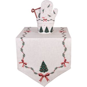 Clayre & Eef TCH50 Koš na pečivo 15x16 cm Béžovo-zeleno-červený