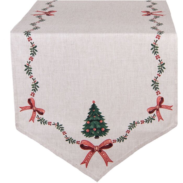Clayre & Eef TCH65 obrus 50x160 cm béžovo-zeleno-červený