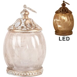 Clayre & Eef LED dekorácia sklo Ø 7x11 cm béžová