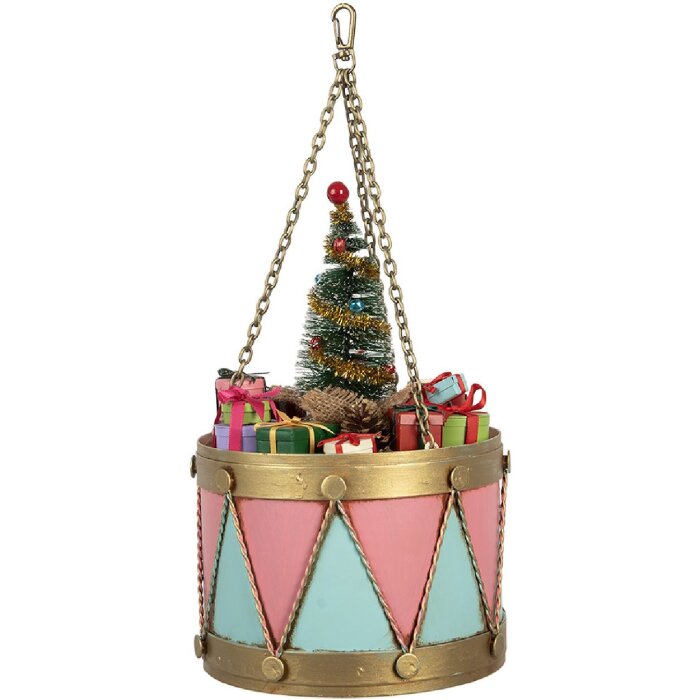 Clayre & Eef 6Y5866 Dekoračný Bubon Ø 17x25/37 cm Ružový Modrý