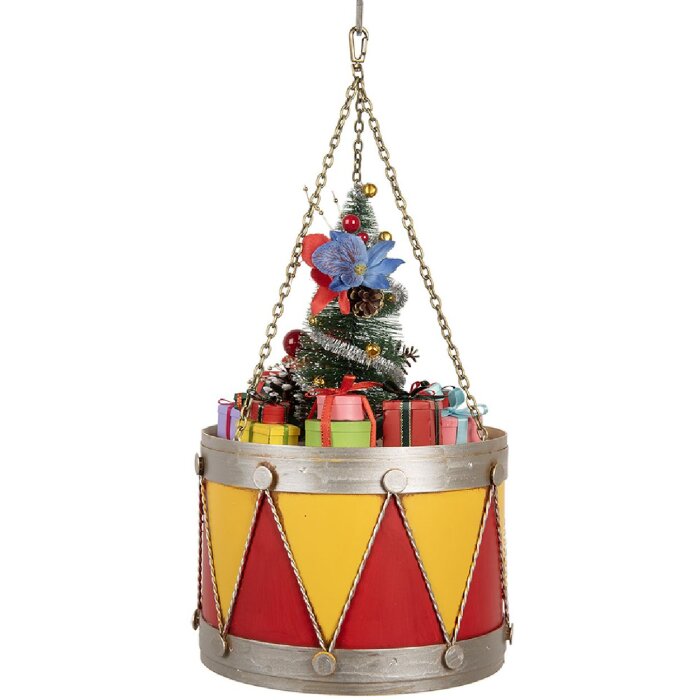 Clayre & Eef 6Y5867Y Dekoračný bubon 21x34/43 cm Žlto-červený