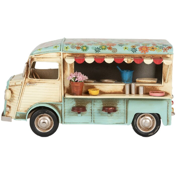 Clayre & Eef 6Y5877 Dekorácia Foodtruck 26x14x14 cm Béžová Modrá