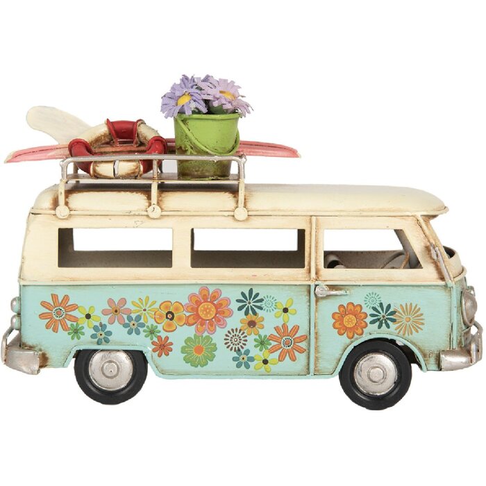Clayre & Eef Autobus 17x7x11 cm Modro-béžový
