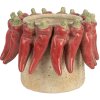 Clayre & Eef kvetináč Ø 17x13 cm béžovo-červený terakota