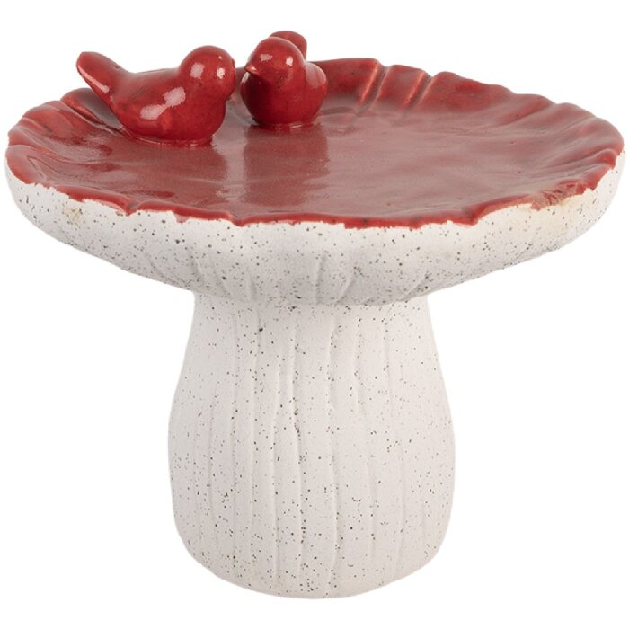 Clayre & Eef Dekoračný hub Ø 25x21 cm Bielo-červený