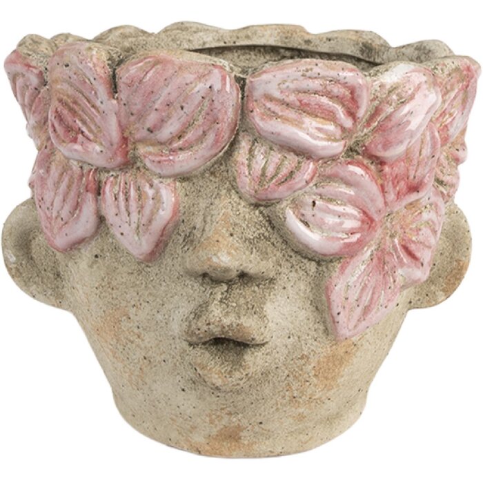 Clayre & Eef 6TE0583 Kvetináč Ø 18x15 cm Béžovo-ružový