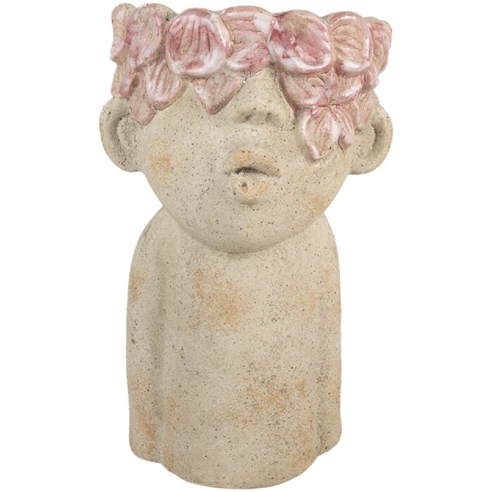 Clayre & Eef 6TE0584L Kvetináč 20x19x31 cm Béžovo-ružový