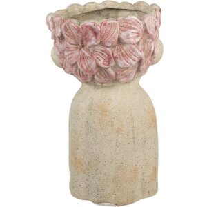 Clayre & Eef 6TE0584L Kvetináč 20x19x31 cm Béžovo-ružový