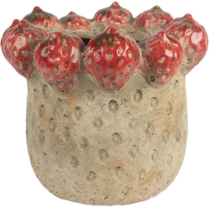 Clayre & Eef 6TE0588L Kvetináč Ø 19x16 cm béžovo-červený
