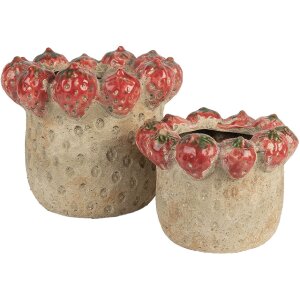Clayre & Eef 6TE0588L Kvetináč Ø 19x16 cm béžovo-červený