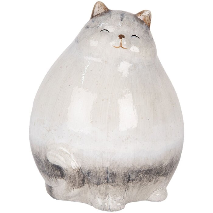Clayre & Eef 6CE2131 Dekoračná mačka 14x13x18 cm sivá