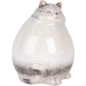 Clayre & Eef 6CE2131 Dekoračná mačka 14x13x18 cm sivá