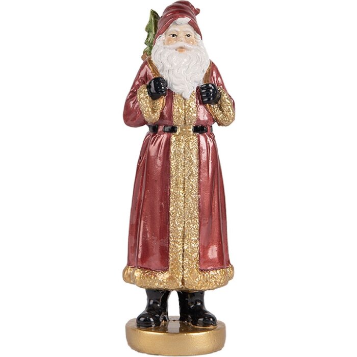 Clayre & Eef Dekorácia Santa Claus 6x5x15 cm červená a zlatá
