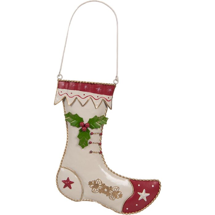 Clayre & Eef 6Y5809 Závesná dekorácia Vianočný pančuch 23x2x28 cm