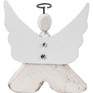 Clayre & Eef Dekoratívny anjel 8x3x9 cm Biely/Hnedý