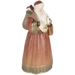 Clayre & Eef Dekorácia Santa Claus 20x18x39 cm Červená a zlatá