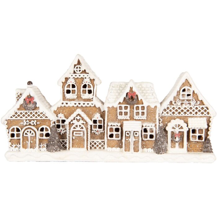 Clayre & Eef 6PR5377 Dekorácia domčekov 25x6x13 cm hnedá/biela