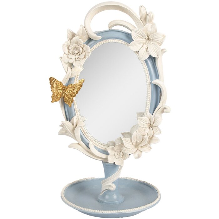 Clayre & Eef Stolné zrkadlo 16x14x27 cm Modro-biele