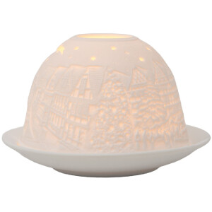 Clayre & Eef 6CE2208 Svietnik biely Ø 12x8 cm