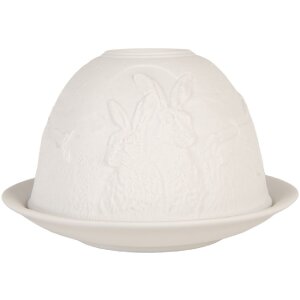 Clayre & Eef 6CE2210 Svietnik biely Ø 12x8 cm