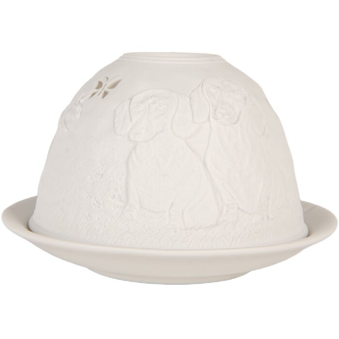 Clayre & Eef 6CE2211 Svietnik Ø 12x8 cm biely