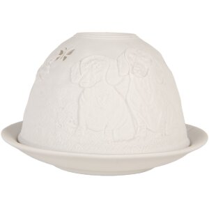 Clayre & Eef 6CE2211 Svietnik Ø 12x8 cm biely