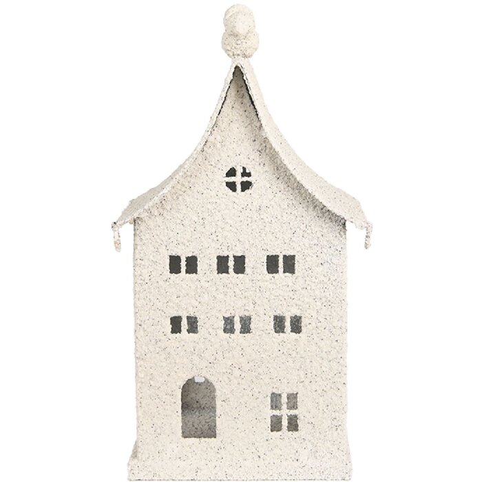 Clayre & Eef 6Y5934 Dekoračný kovový domček 14x15x28 cm béžový