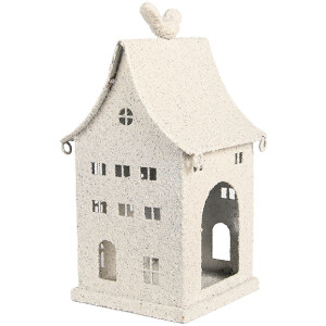 Clayre & Eef 6Y5934 Dekoračný kovový domček 14x15x28 cm béžový