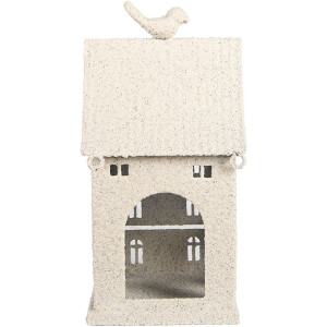 Clayre & Eef 6Y5934 Dekoračný kovový domček 14x15x28 cm béžový